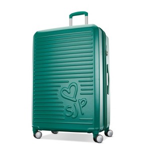 Sarah Jessica Parker Signature Hardside Expandable Large Checked Spinner Suitcase - Emerald - 1 of 4