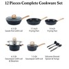 SUGIFT 12-Piece Nonstick Cookware Set with Lids, Steamer & Utensils, Die-Cast Aluminum, All-Stove Compatible, PFOA-Free - 2 of 4