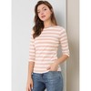 INSPIRE CHIC Women's Elbow Sleeves Boat Slim Fit Casual Stripe Animal Print Multi Floral Pattern T-Shirt - 3 of 4