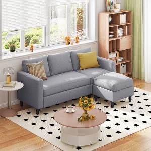 Celebalcony 73.6" Upholstered Sofa couch with Ottoman - 1 of 4