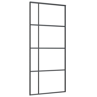Black Frosted Glass and Aluminum Sliding Door 35.4" x 80.7"