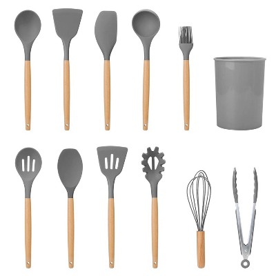 LunaLulinlk Gray 11Pcs Silicone Cooking Utensil Set