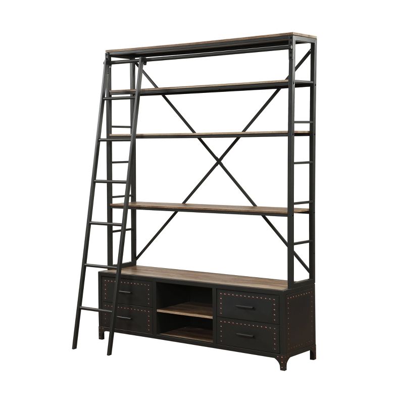 83&#34; Actaki Bookshelf and Ladder Sandy Gray - Acme Furniture, 1 of 7