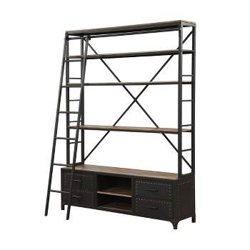 83" Actaki Bookshelf and Ladder Sandy Gray - Acme Furniture