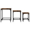 vidaXL 3-Piece Nesting Coffee/Side Table Set - Smoked Oak Engineered Wood with Metal Frame for Living Room, Bedroom, Office - 4 of 4
