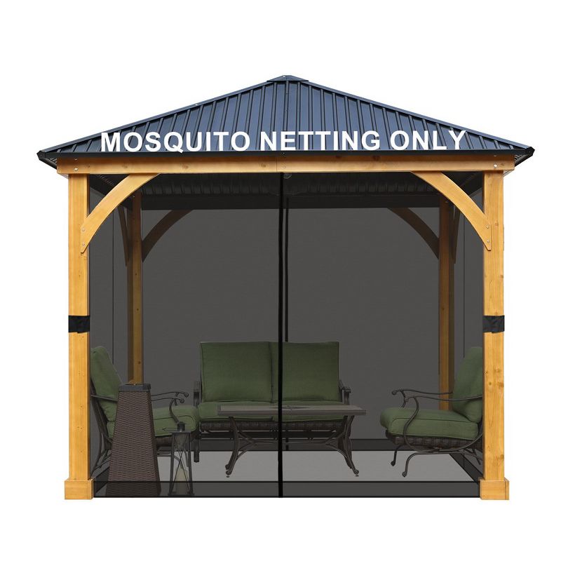 Aoodor Universal 10 x 10 ft. Gazebo Replacement Mosquito Netting Screen 4-Panel Sidewalls(Only Netting), 1 of 7