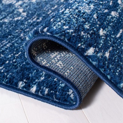Boho-Chic Blue/Ivory Geometric Hand-Knotted Runner Rug