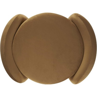 Cognac Brown Nebula 28'' Velvet Storage Ottoman with Dense Foam Padding