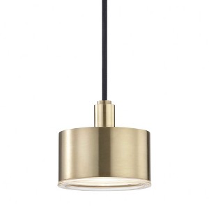 Mitzi Nora 1 - Light Pendant in  Aged Brass Clear Acid-Etched Shade - 1 of 2