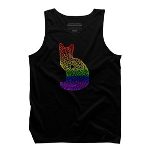 Adult Design By Humans Pride Rainbow Cat Maze By MisoKnotty Tank Top - 1 of 2