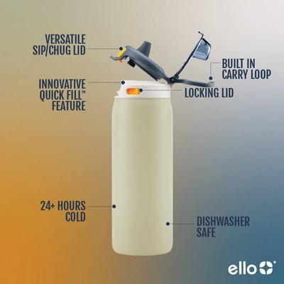 Ello Pop Fill 18oz Stainless Steel Water Bottle Tan