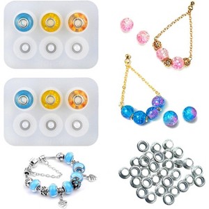 JDICTION 2PCS 5MM Round Resin Bead Mold Set With S925 Silver Washers - DIY Epoxy Flower Jewelry Making For Earrings & Bracelet - 1 of 4