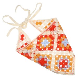 Unique Bargains Women's Fashion Knitted Hollow Triangle Headwrap 20.47"x9.45" Blue Red 1 Pc - 1 of 4