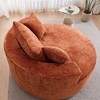 Round Chenille 360° Swivel Barrel Chair with Fluffy Cushion, Space-Saving and Modern Sleeper for Living Room - 3 of 4