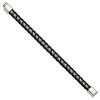 Chisel Stainless Steel Polished Flower Link Black Leather 8.25" Bracelet - 3 of 4