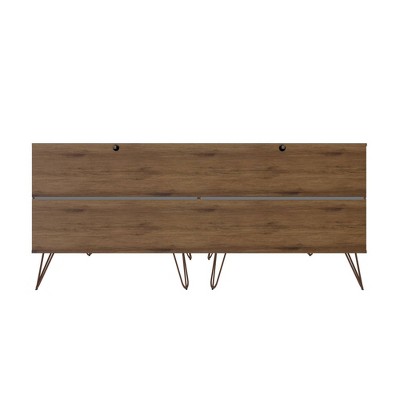 Rose Pink Double 6-Drawer Dresser with Hairpin Legs