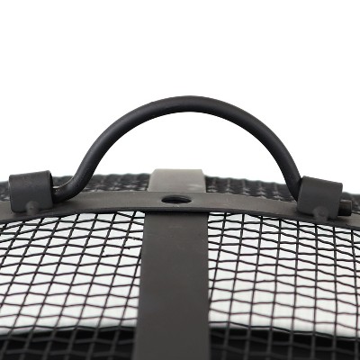 30" Black and Bronze Steel Wood-Burning Fire Pit with Screen and Poker
