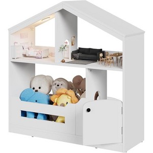 Kids Bookshelf, Toy Storage Organizer, Wooden Toddler Bookcase w/Motion Sensor Light for Kids, Dollhouse Bookshelf for Playroom Bedroom - 1 of 4