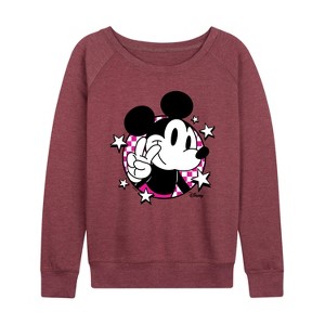 Women's - Disney - Mickey & Friends Lightweight French Terry Wide Neck Long Sleeve Shirt - 1 of 4