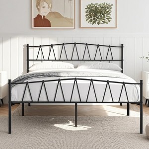 VECELO Full/Queen Metal Platform Bed Frame with Headboard/Footboard, Storage Space Under Bed Frames, No Box Spring Needed, Easy Assembly - 1 of 4