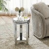 Gulches Silver Octagon MDF Indoor Accent End Table 2-Tier with Mirrored Top Crystal Inlay 13x13x21 Inch - 3 of 4