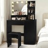 TOBILI Vanity Desk with Mirror and Lights, Makeup Vanity with Drawer & Storage Cabinet, Dressing Table with Open Shelves for Bedroom,  Black - 3 of 4