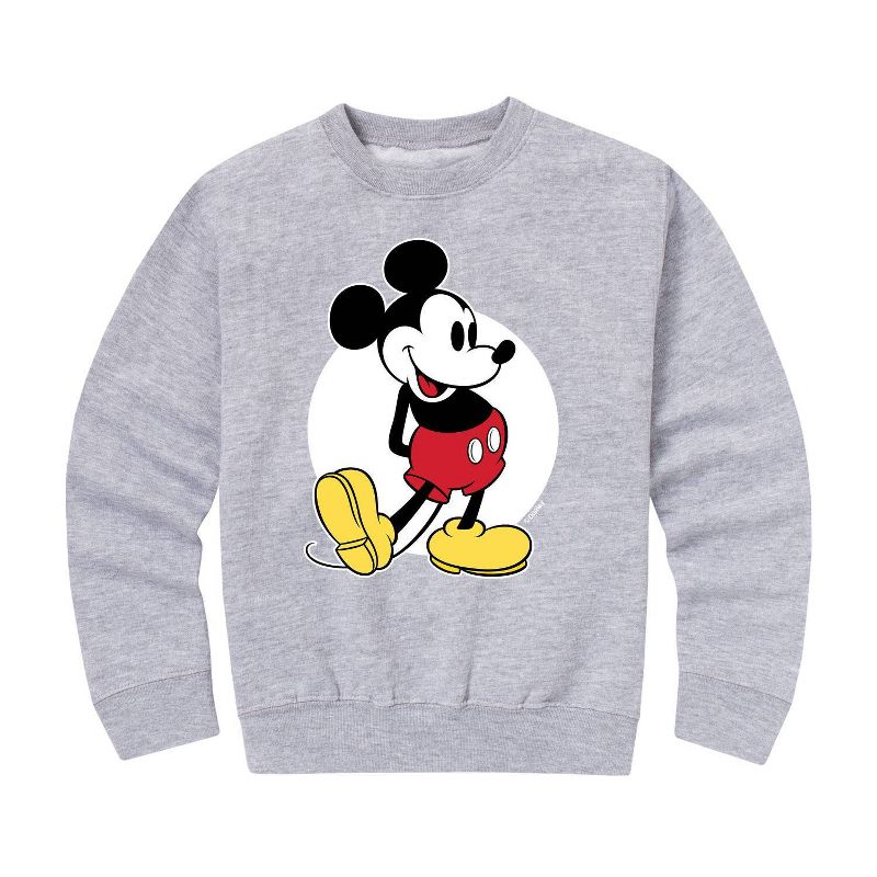 Boys' Disney Mickey Classic Fleece Pullover Sweatshirt - Light Gray, 1 of 2