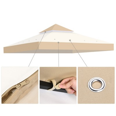 Yescom 8x8 Ft Beige and White 2-Tier Gazebo Top Replacement
