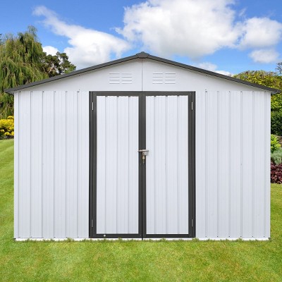Coolbibila-10Ftx12Ft Storage Sheds, Tool Sheds With Sturdy Aluminum Frames, Metal Sheds With Durable Vents And Customizable Door