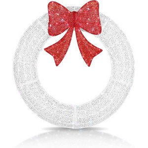 VINGLI 36in Pre Lit Christmas Wreath for Front Door Mantel & Stair Railing with Lights Indoor Outdoor Doorway Decor Garland Mutiple Colour Mode - 1 of 1
