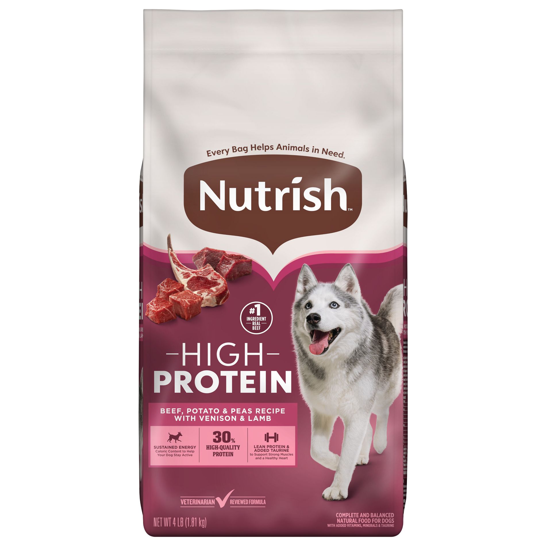 Nutrish High Protein Real Beef, Potato & Peas Flavor Recipe with Venison and Lamb Dry Dog Food