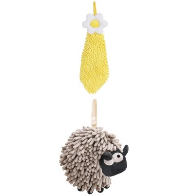 REGALWOVEN Flower and Sheep Shape Absorbent Fast Drying Chenille Hand Towels with Hanging Loop 6" x 15"/7" x 7" 2 Packs