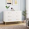 6 Drawer Dresser Bedroom Wooden with Large Capacity, Wood Chest of Drawers with Metal Handle, White Dresser - 2 of 4