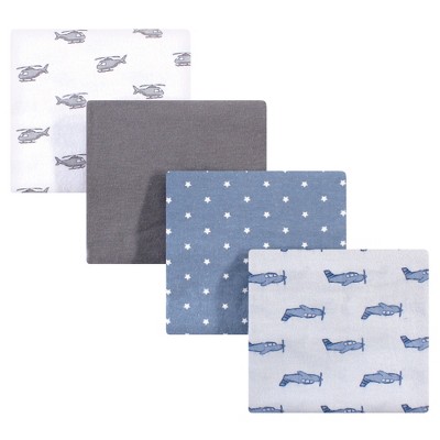 Hudson Baby Infant Boy Cotton Flannel Receiving Blankets, Airplanes Helicopters, One Size