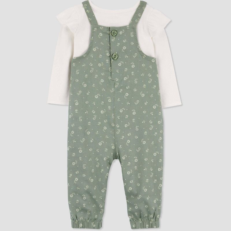 Carter&#39;s Just One You&#174; Baby Girls&#39; Floral Top &#38; Overalls Set - Green/Ivory, 3 of 8