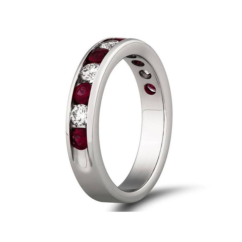 Pompeii3 1ct Ruby & Diamond Channel Set Wedding Ring 14K White Gold, 3 of 5