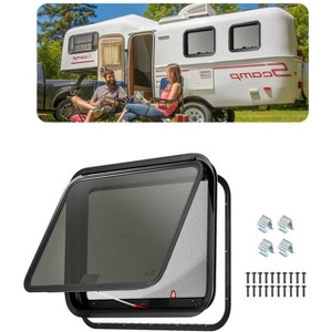 VEVOR RV Exit Window, 30" W x 22" H Tinted RV Window with Net Screen and Trim Ring, Fit for 1 1/4" - 1 13/16" Thickness Wall, Black - 1 of 4