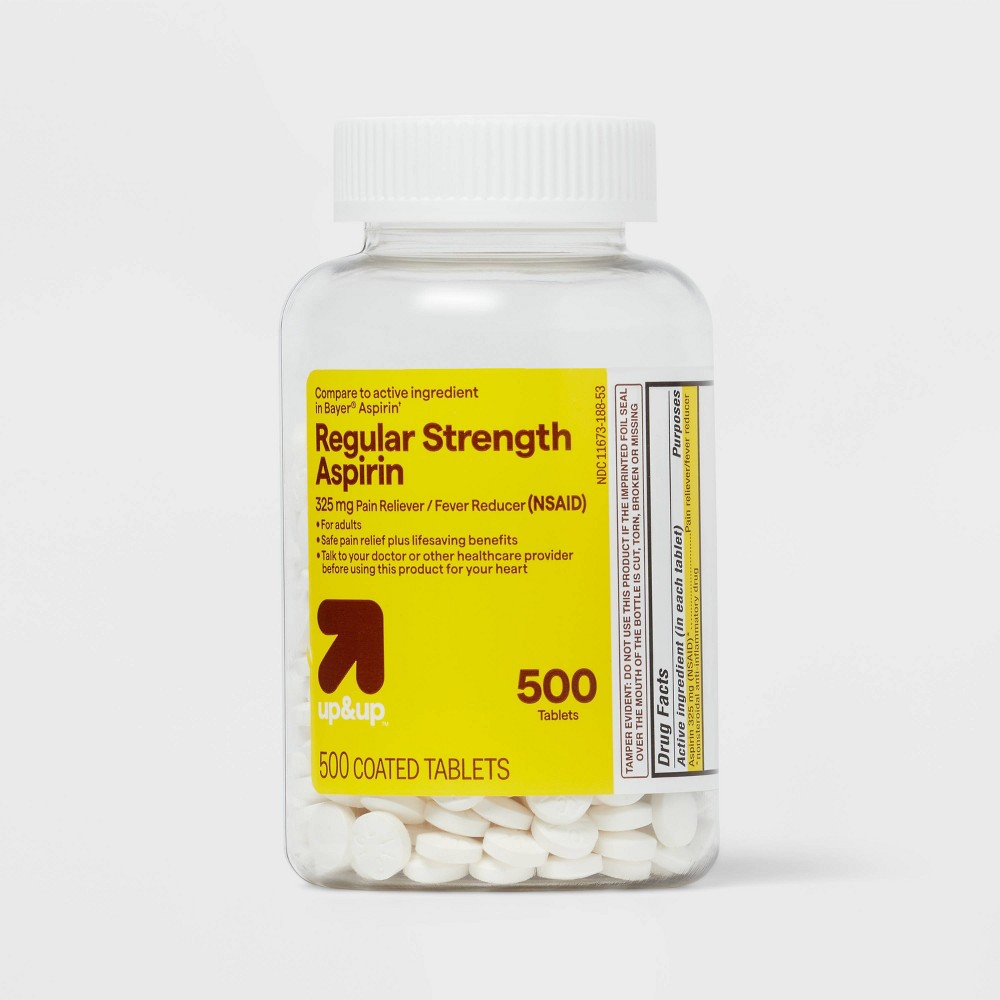 Aspirin (NSAID) Regular Strength Pain Reliever & Fever Reducer Coated Tablets - 500ct - up&up™