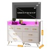 8 Drawer Dresser for Bedroom with LED Light and Charging Station, Modern Wide Chest of Drawers with Open Storage for Living Room or Entryway - 2 of 4