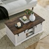ALEXOUN 41.3 Inch Sliding Barn Door Storage Coffee Table with Adjustable Shelves, 200 lbs Capacity & Space-Saving Design for Living Room - 2 of 4