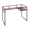 Royal Hampton Rectangular Glass Top Desk with Open Compartment and Sled Base, Red - 3 of 4