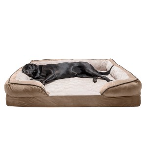 FurHaven Velvet Waves Perfect Comfort Cooling Gel Top Memory Foam Sofa Dog Bed - 1 of 4