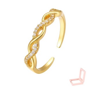 Gold-Tone Twisted Open Ring with Cubic Zirconia, Elegant Jewelry for Women, Daily & Styling Occasions - 1 of 4