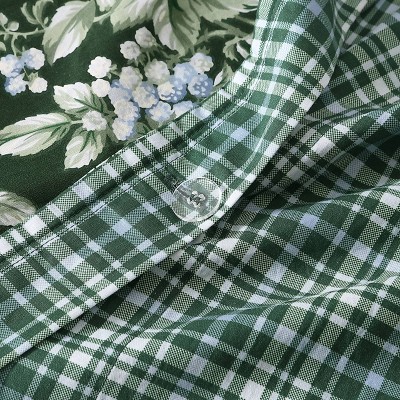 Bramble Floral Green Cotton King Duvet Cover Set