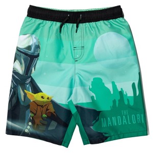 Star Wars The Mandalorian Star Wars The Child Millennium Falcon X-Wing Swim Trunks Bathing Suit Little Kid to Big Kid - 1 of 4