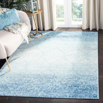 Madison Blue and Turquoise Synthetic Area Rug