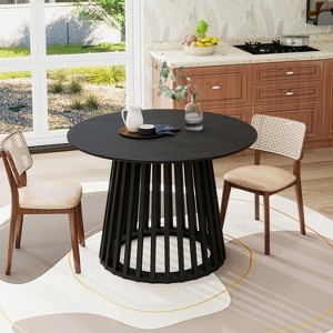 Round Coffee Table, Grille Molding, Suitable for Bedroom, Living Room - 1 of 4