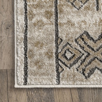 Handmade Tufted Geometric Wool Area Rug, 5' x 8', Beige