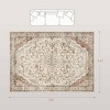 Angel Sar Symmetrical Floral Pattern Area Rug with Non-Slip Backing, Machine Washable Flannel Texture Rug for Living Room, Bedroom - 3 of 4