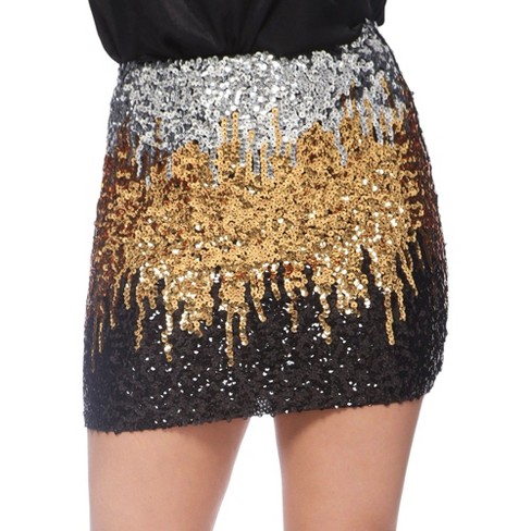 Anna kaci Women s Sequin Stretchy Party Mini Skirt X Large gold Target